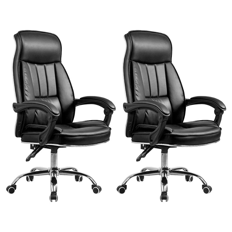 Padded Arms Leather Desk Chair Modern No Distressing Ergonomic Office Chair with Wheels