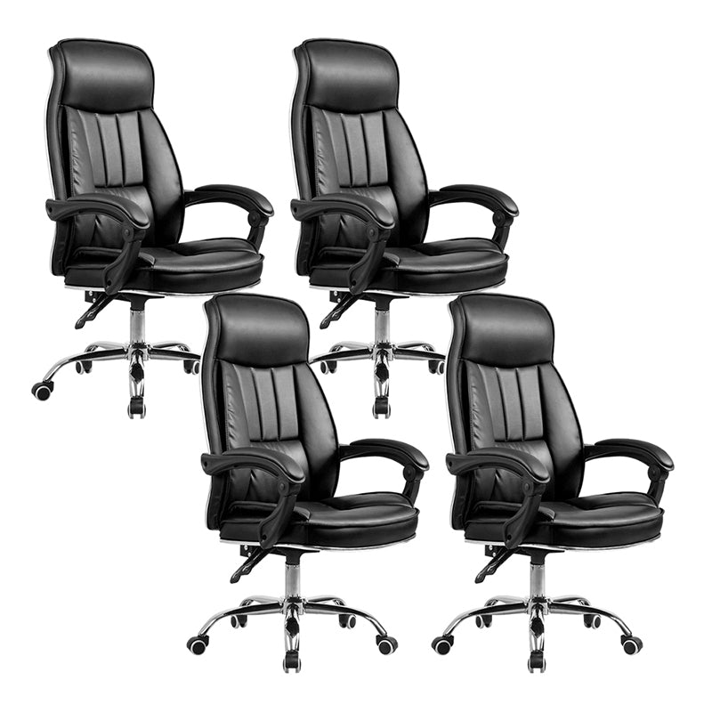 Padded Arms Leather Desk Chair Modern No Distressing Ergonomic Office Chair with Wheels