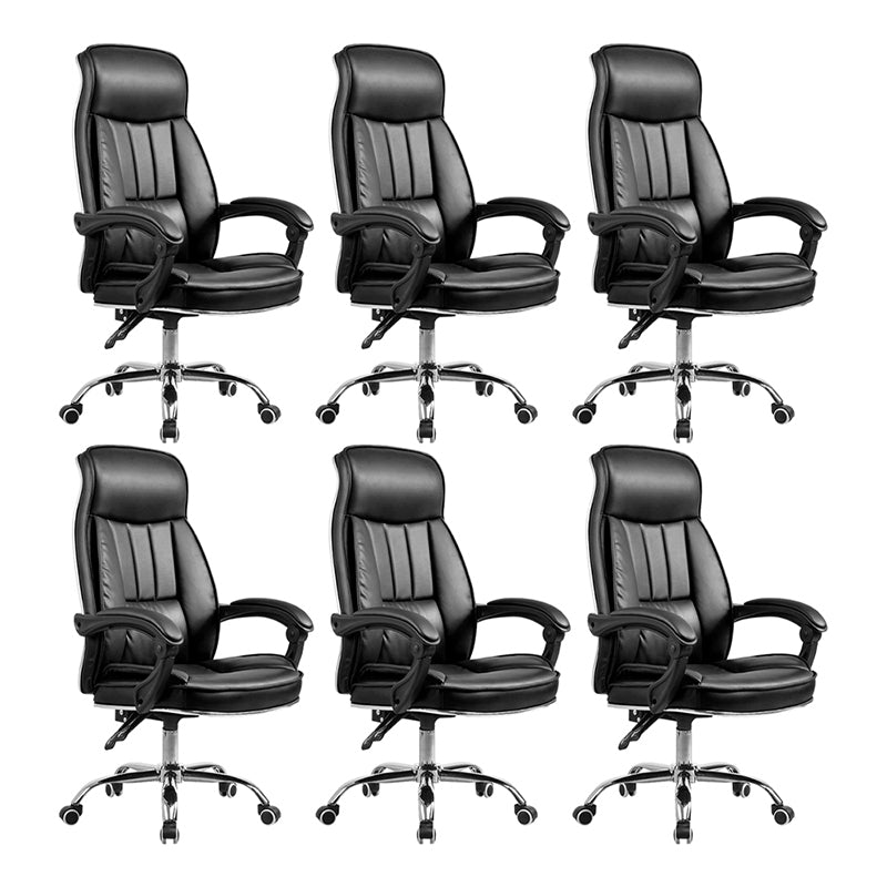 Padded Arms Leather Desk Chair Modern No Distressing Ergonomic Office Chair with Wheels