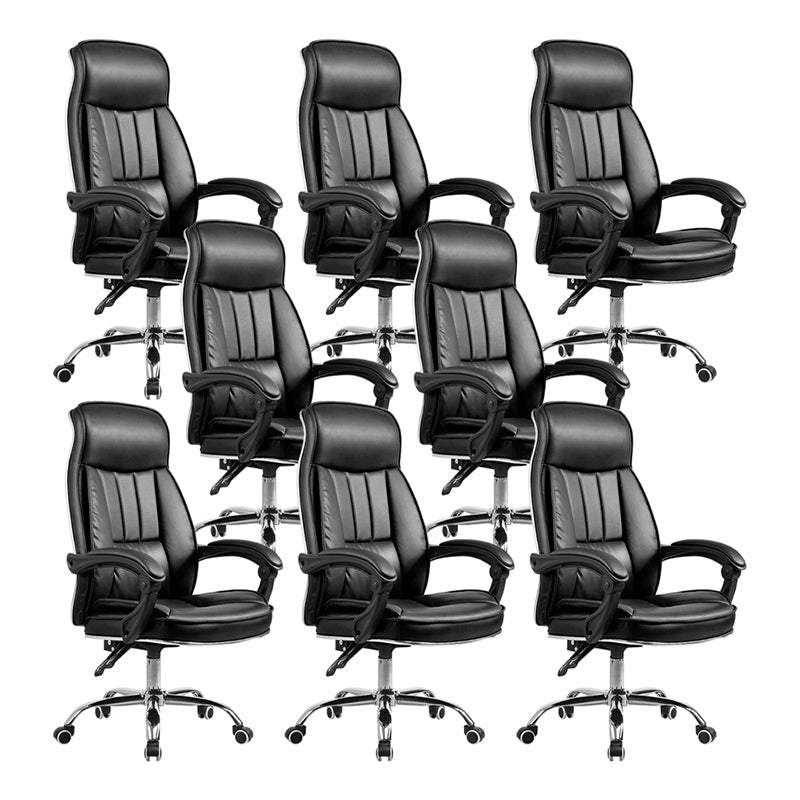 Padded Arms Leather Desk Chair Modern No Distressing Ergonomic Office Chair with Wheels