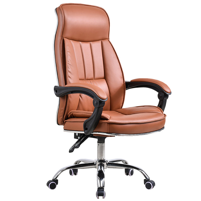 Padded Arms Leather Desk Chair Modern No Distressing Ergonomic Office Chair with Wheels