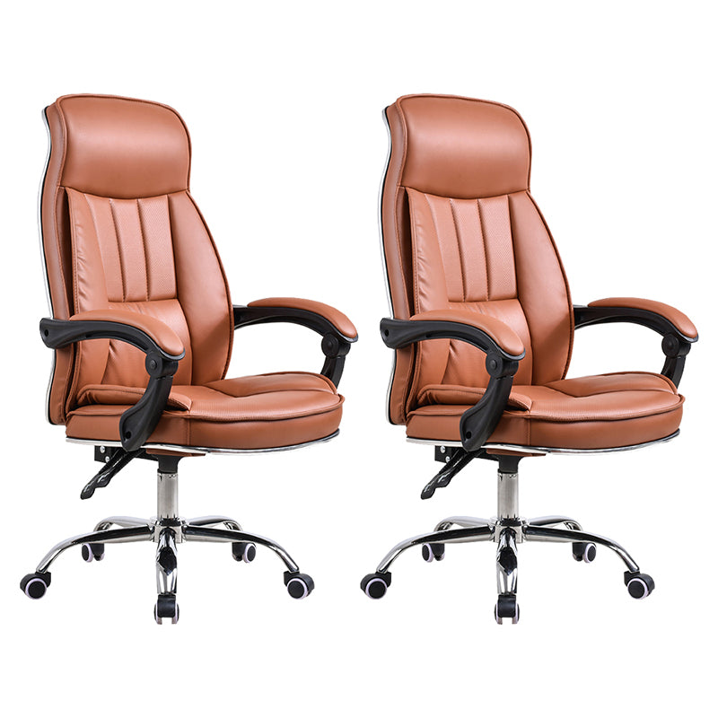 Padded Arms Leather Desk Chair Modern No Distressing Ergonomic Office Chair with Wheels