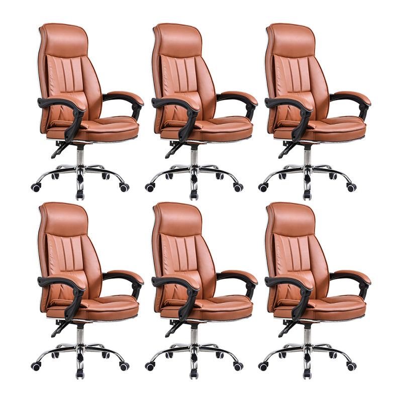 Padded Arms Leather Desk Chair Modern No Distressing Ergonomic Office Chair with Wheels