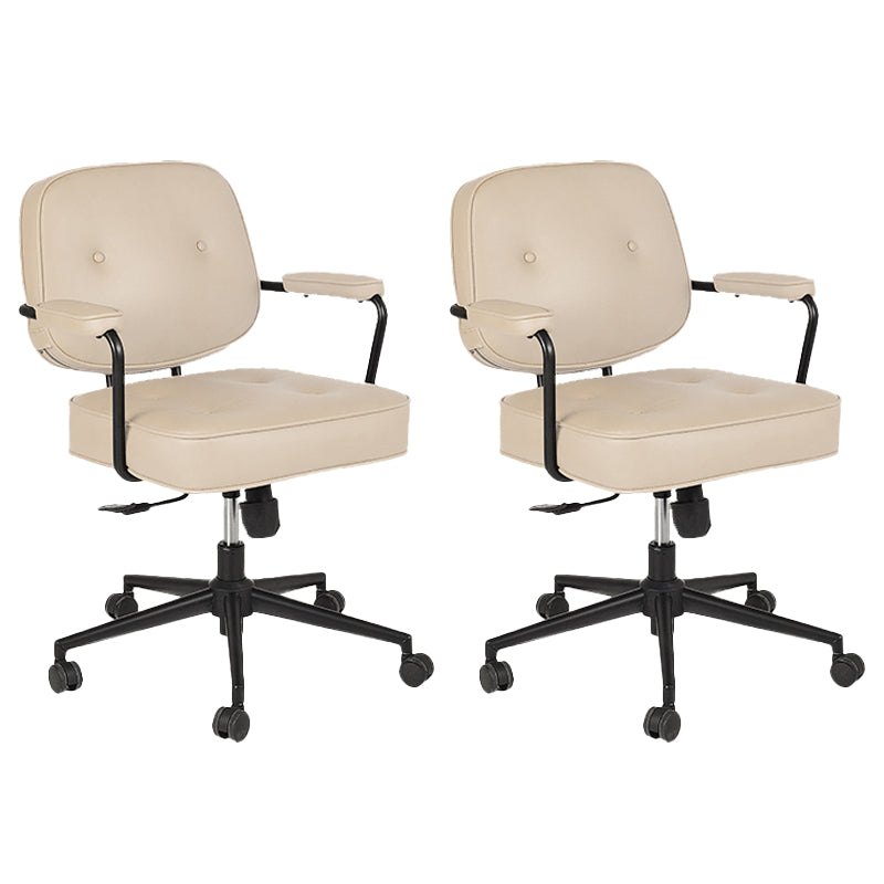 Padded Arms Desk Chair Modern No Distressing Leather Ergonomic Chair with Wheels