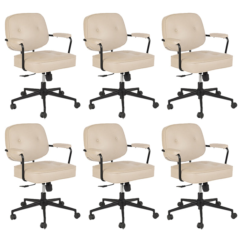 Padded Arms Desk Chair Modern No Distressing Leather Ergonomic Chair with Wheels