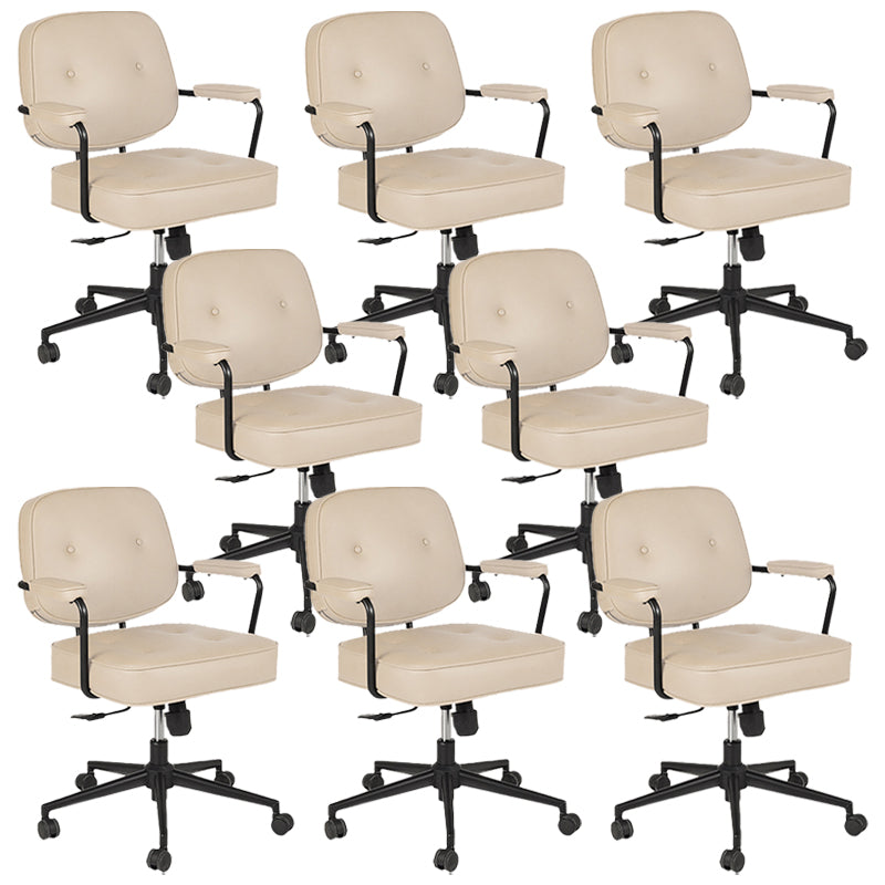 Padded Arms Desk Chair Modern No Distressing Leather Ergonomic Chair with Wheels