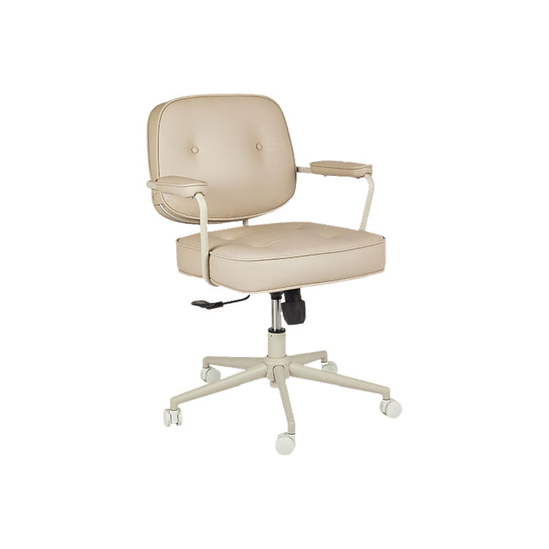 Padded Arms Desk Chair Modern No Distressing Leather Ergonomic Chair with Wheels