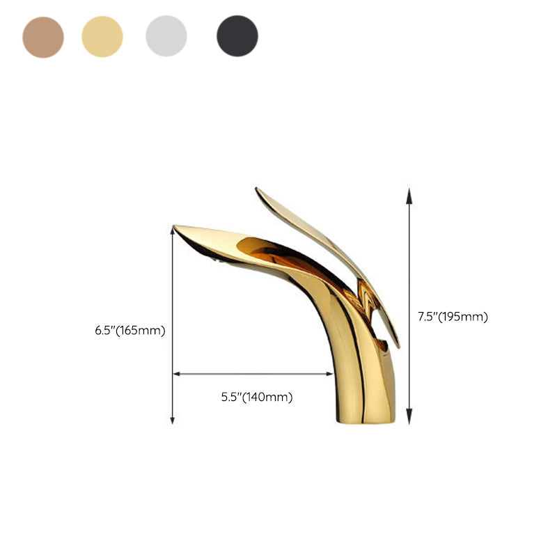Brass 1 Hole Basin Faucet Lever Handle Sink Faucet Circular Modern Faucet for Bathroom