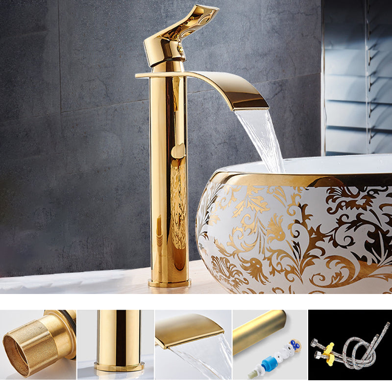 Single Hole Basin Faucet Waterfall Spout Sink Faucet Lever Handle Bathroom Faucet