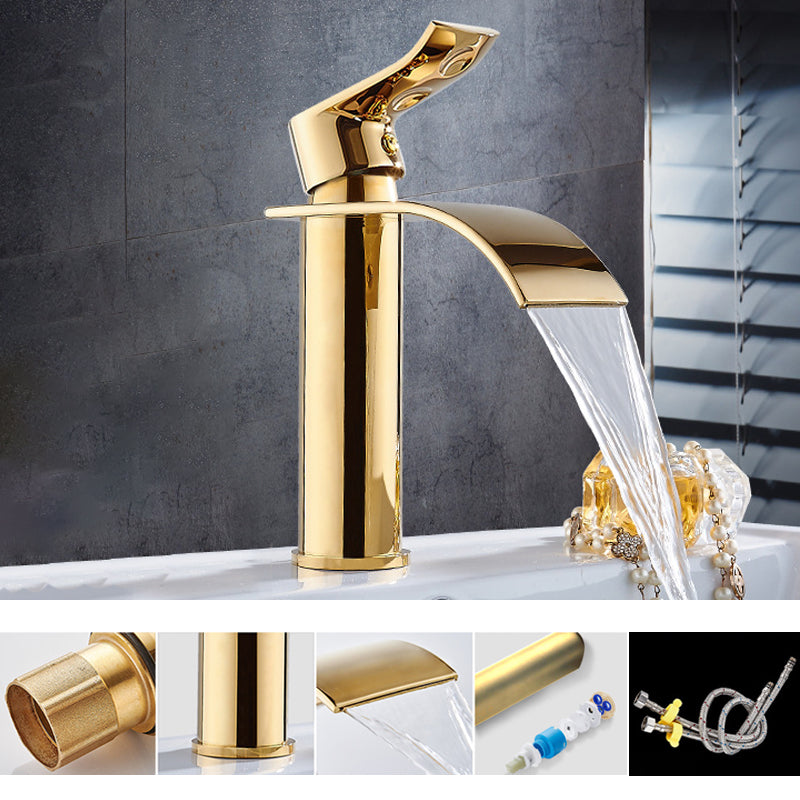 Single Hole Basin Faucet Waterfall Spout Sink Faucet Lever Handle Bathroom Faucet