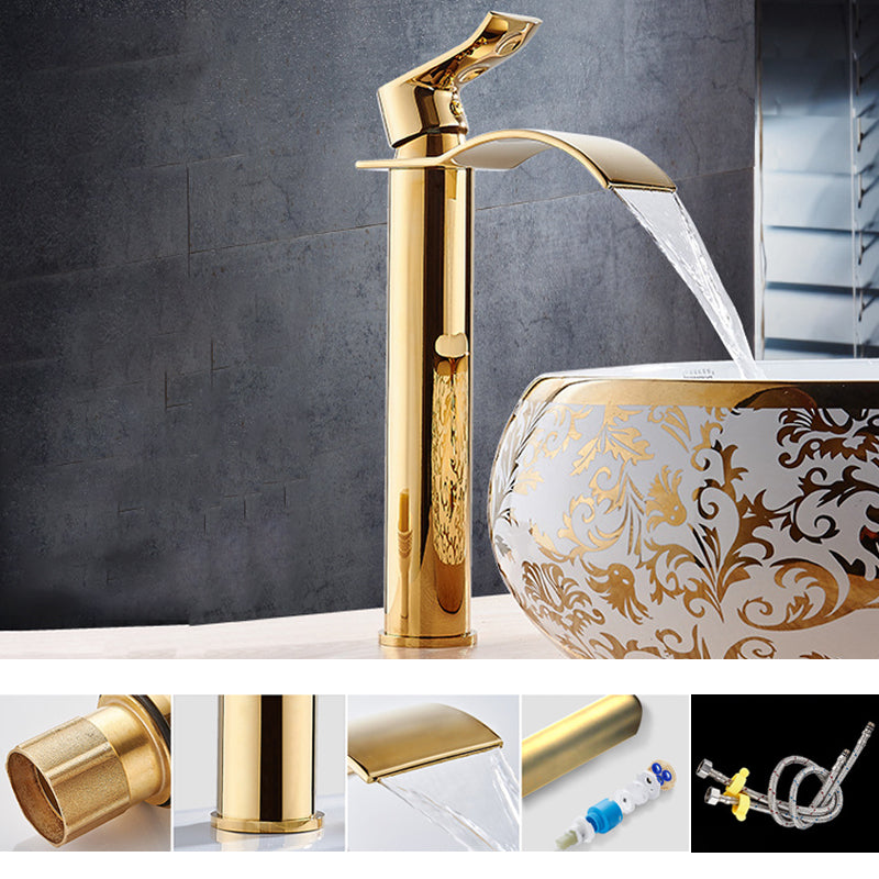 Single Hole Basin Faucet Waterfall Spout Sink Faucet Lever Handle Bathroom Faucet