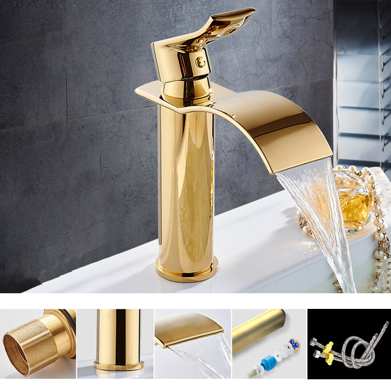 Single Hole Basin Faucet Waterfall Spout Sink Faucet Lever Handle Bathroom Faucet