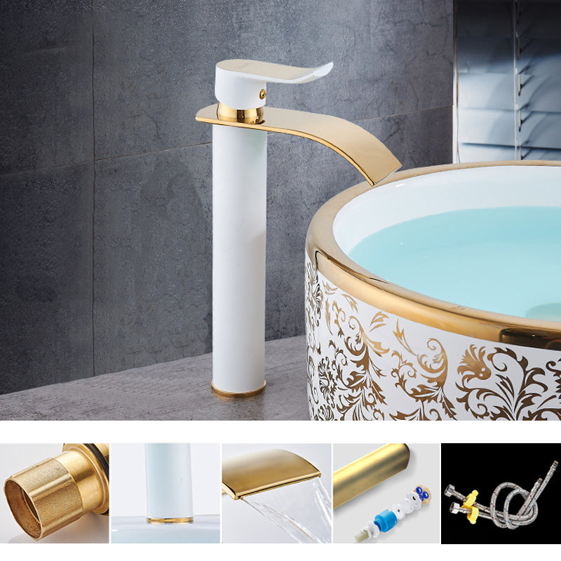 Single Hole Basin Faucet Waterfall Spout Sink Faucet Lever Handle Bathroom Faucet