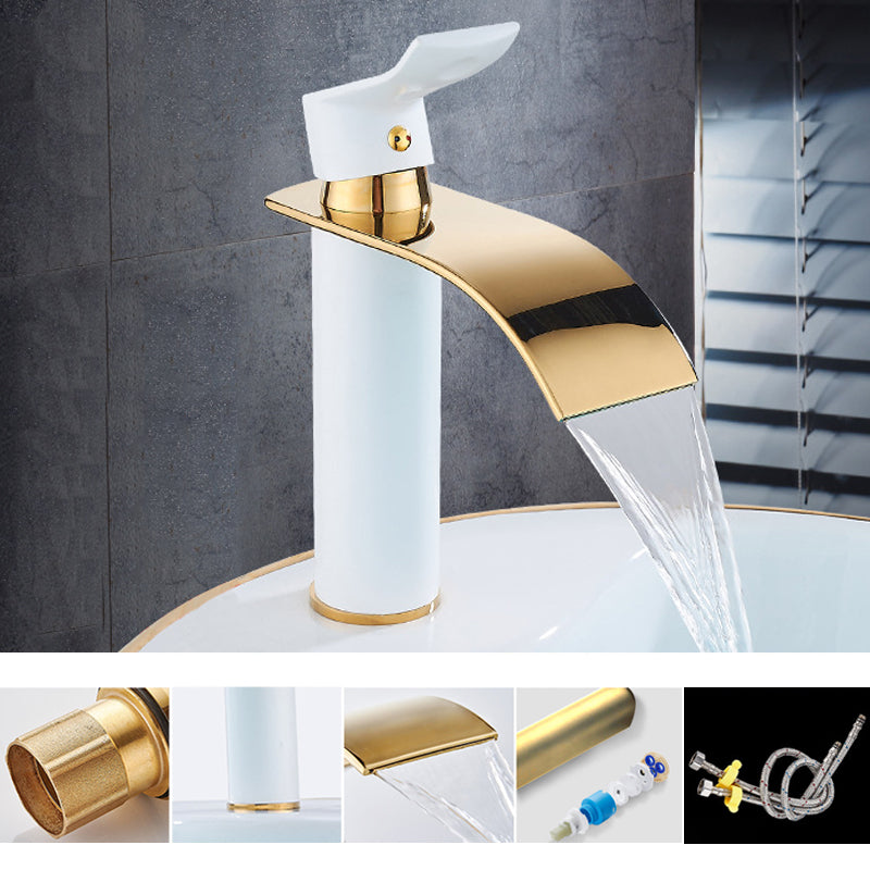 Single Hole Basin Faucet Waterfall Spout Sink Faucet Lever Handle Bathroom Faucet