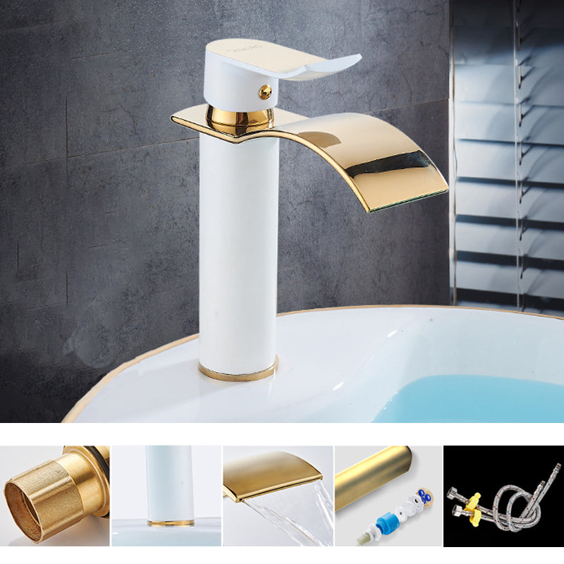 Single Hole Basin Faucet Waterfall Spout Sink Faucet Lever Handle Bathroom Faucet