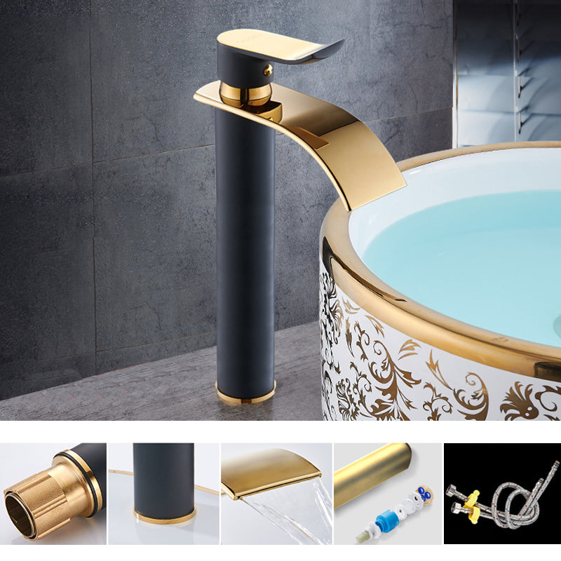 Single Hole Basin Faucet Waterfall Spout Sink Faucet Lever Handle Bathroom Faucet