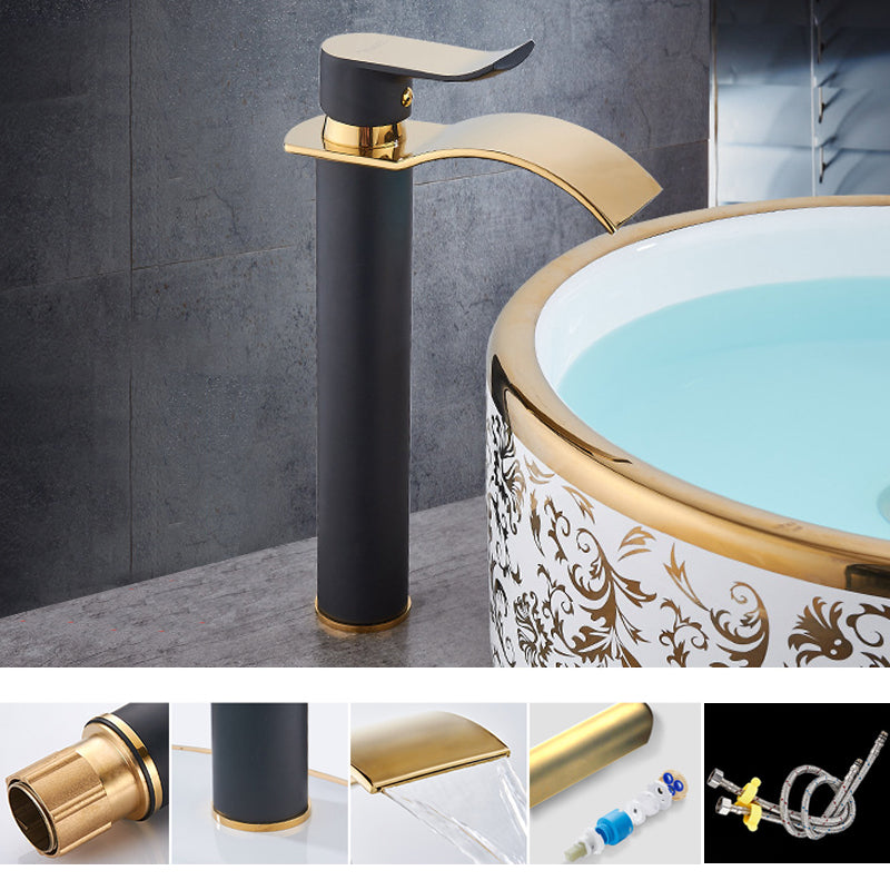 Single Hole Basin Faucet Waterfall Spout Sink Faucet Lever Handle Bathroom Faucet