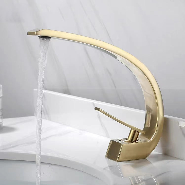 6.7 Inch High Basin Faucet Luxury 1 Hole Vanity Sink Faucet Cubic Bathroom Faucet