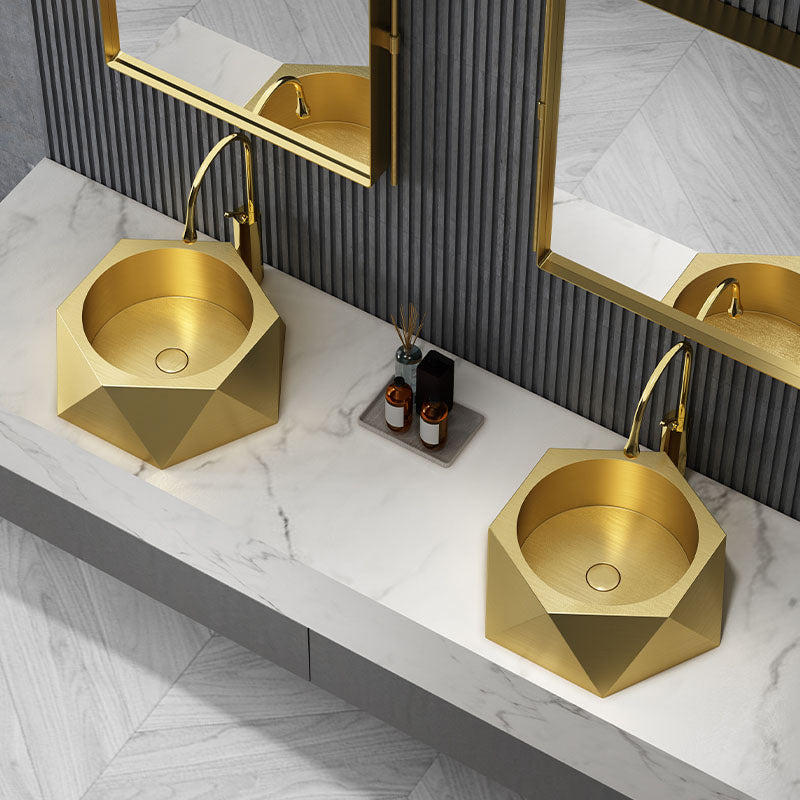 Modern Vessel Sink Metal Specialty with Pop-Up Drain Vessel Lavatory Sink