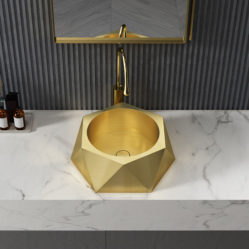 Modern Vessel Sink Metal Specialty with Pop-Up Drain Vessel Lavatory Sink