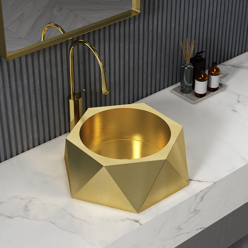 Modern Vessel Sink Metal Specialty with Pop-Up Drain Vessel Lavatory Sink