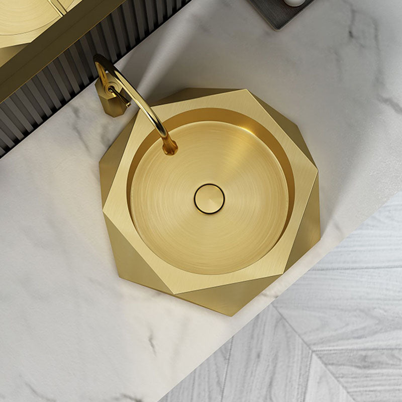 Modern Vessel Sink Metal Specialty with Pop-Up Drain Vessel Lavatory Sink