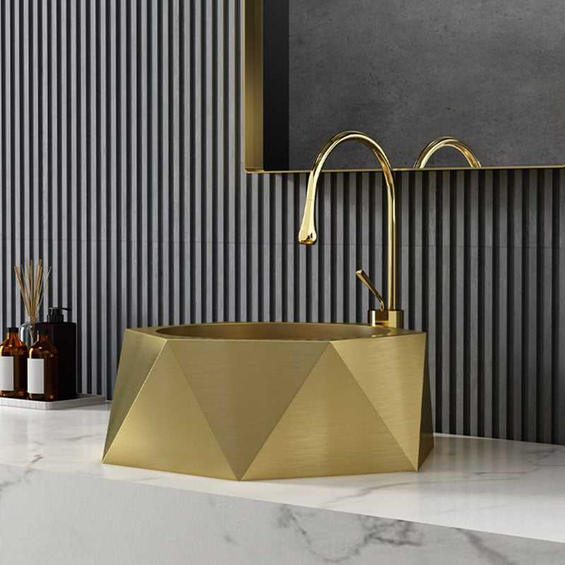 Modern Vessel Sink Metal Specialty with Pop-Up Drain Vessel Lavatory Sink