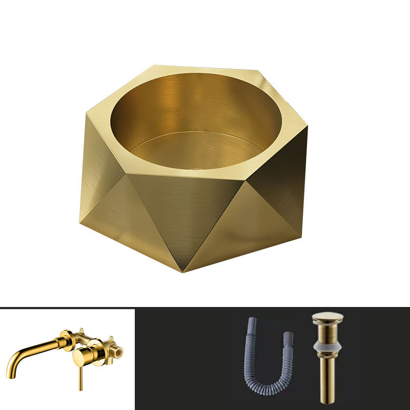 Modern Vessel Sink Metal Specialty with Pop-Up Drain Vessel Lavatory Sink