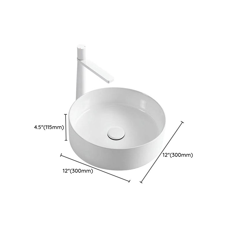 Modern Round Sink Ceramic Metal Undermount Bathroom Sink in White(Not Included Faucet)