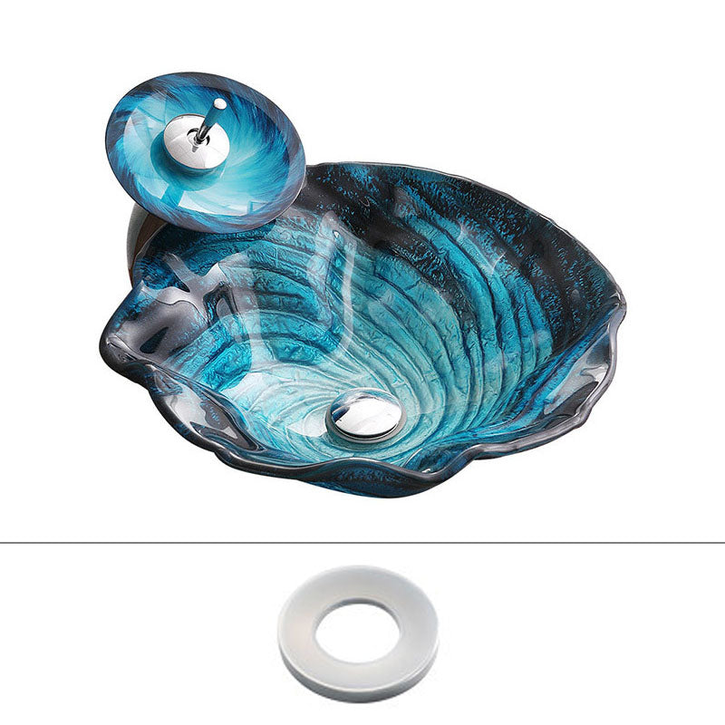 Modern Style Bathroom Sink Tempered Glass Trough Sink with Specialty Shape