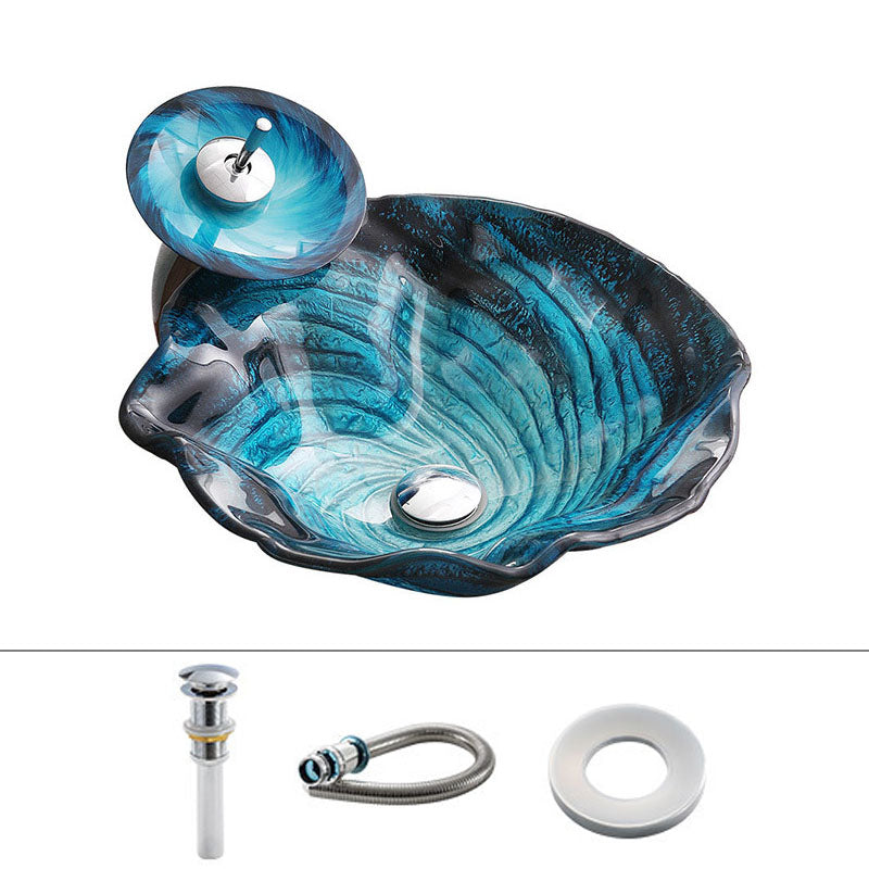 Modern Style Bathroom Sink Tempered Glass Trough Sink with Specialty Shape