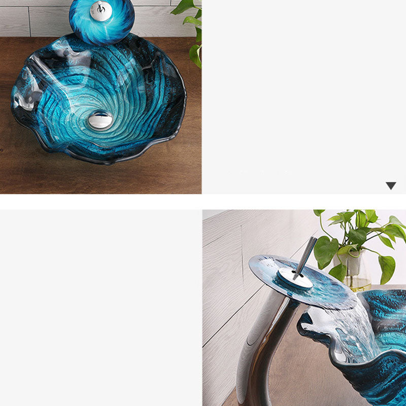 Modern Style Bathroom Sink Tempered Glass Trough Sink with Specialty Shape