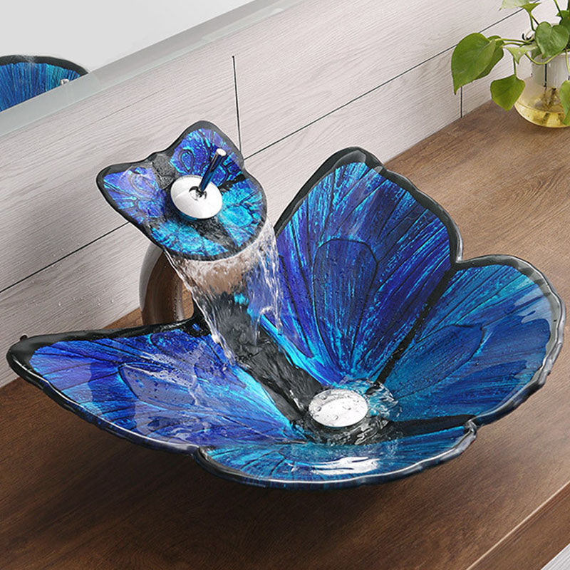 Tempered Glass Bathroom Sink Modern Style Bathroom Sink with Specialty Shape