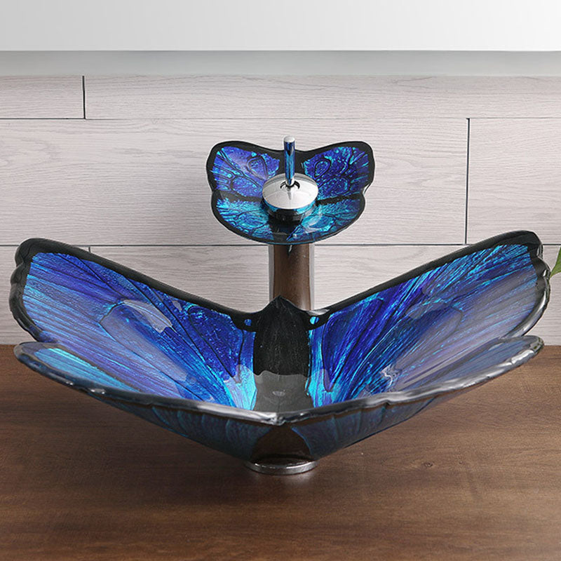 Tempered Glass Bathroom Sink Modern Style Bathroom Sink with Specialty Shape
