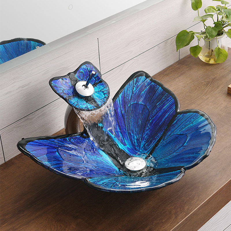 Tempered Glass Bathroom Sink Modern Style Bathroom Sink with Specialty Shape