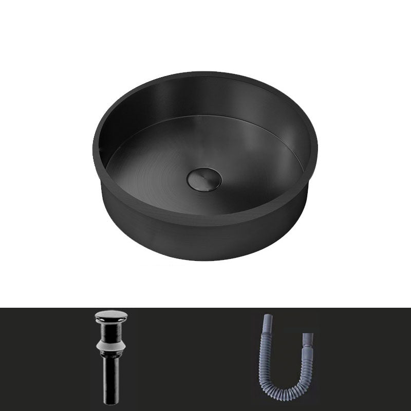 Contemporary Round Wash Stand Ceramic Metal Undermount Bathroom Sink