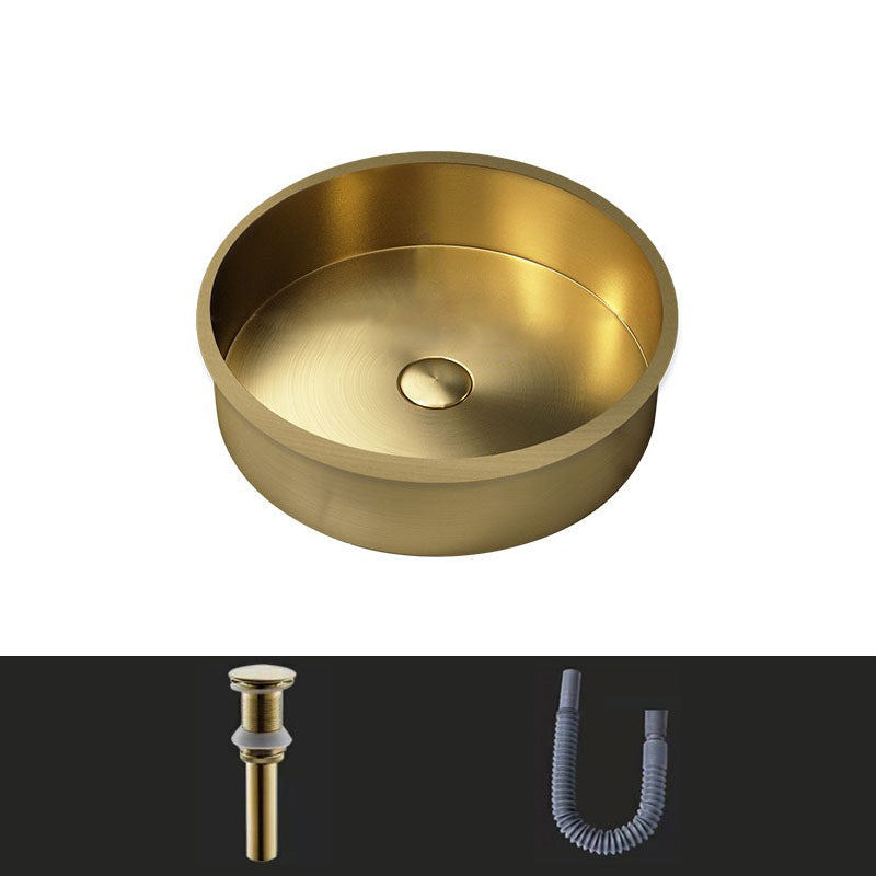 Contemporary Round Wash Stand Ceramic Metal Undermount Bathroom Sink