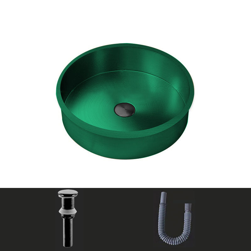 Contemporary Round Wash Stand Ceramic Metal Undermount Bathroom Sink