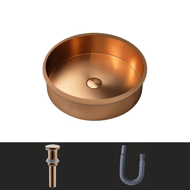 Contemporary Round Wash Stand Ceramic Metal Undermount Bathroom Sink