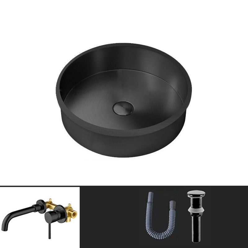 Contemporary Round Wash Stand Ceramic Metal Undermount Bathroom Sink