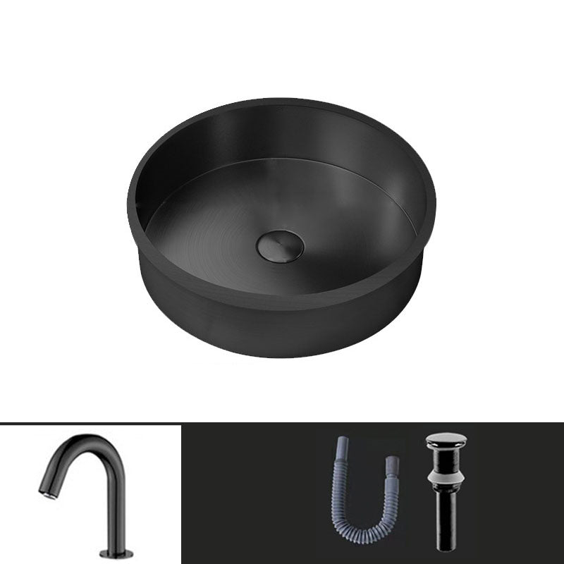 Contemporary Round Wash Stand Ceramic Metal Undermount Bathroom Sink