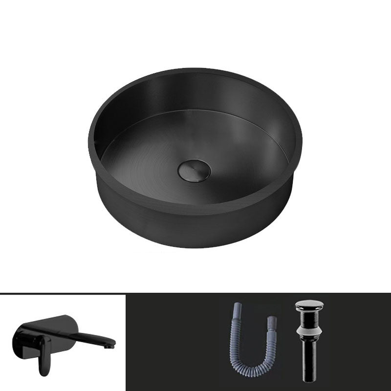 Contemporary Round Wash Stand Ceramic Metal Undermount Bathroom Sink