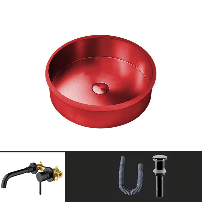 Contemporary Round Wash Stand Ceramic Metal Undermount Bathroom Sink