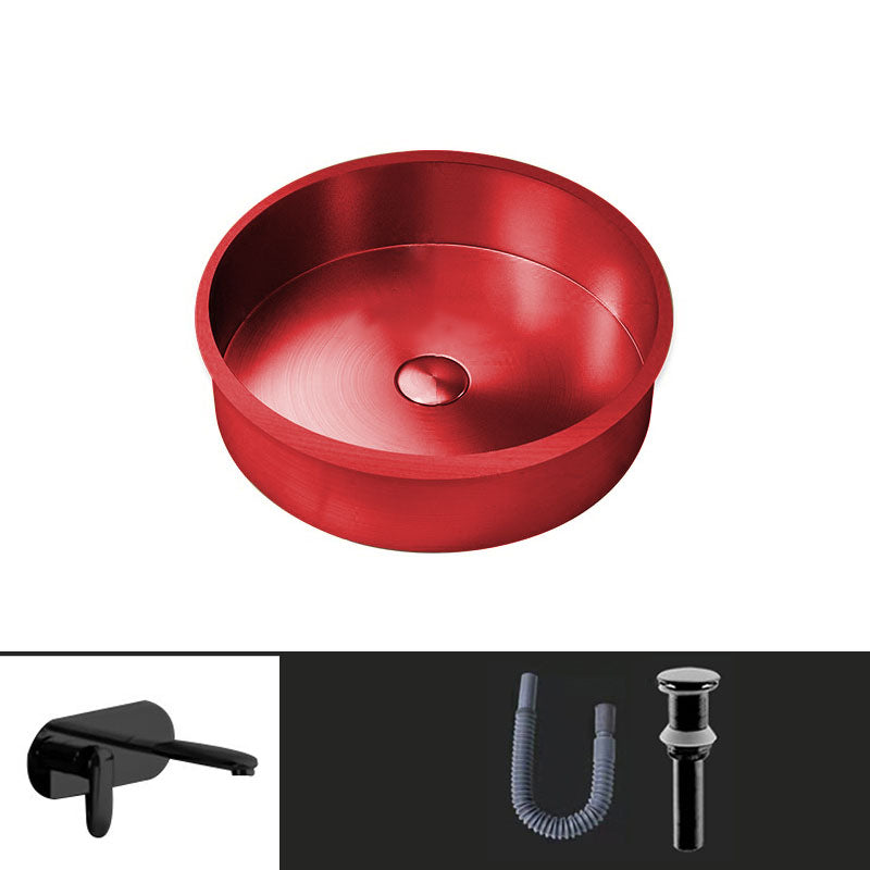 Contemporary Round Wash Stand Ceramic Metal Undermount Bathroom Sink