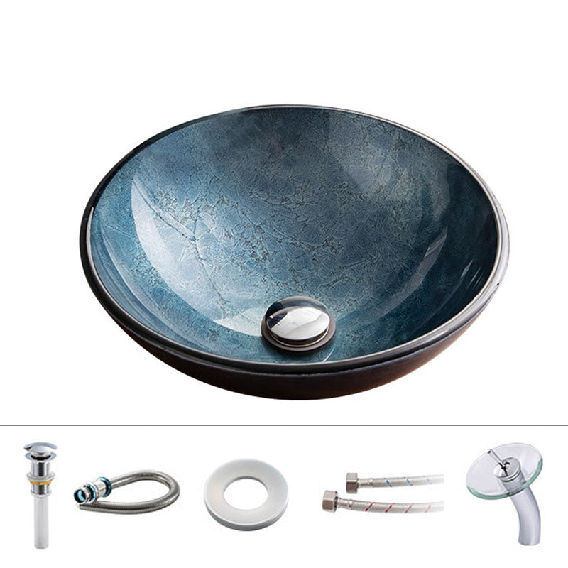 Contemporary Bathroom Sink Tempered Glass Trough Bathroom Sink