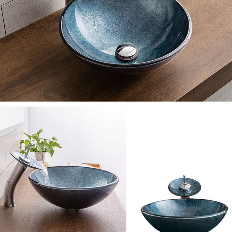 Contemporary Bathroom Sink Tempered Glass Trough Bathroom Sink