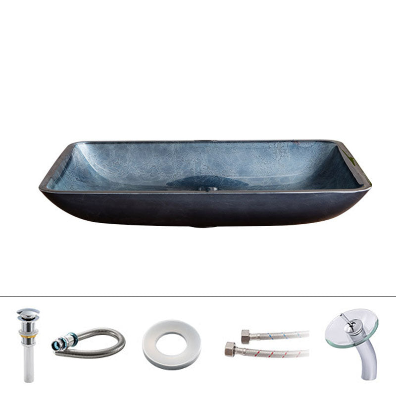 Contemporary Bathroom Sink Tempered Glass Trough Bathroom Sink