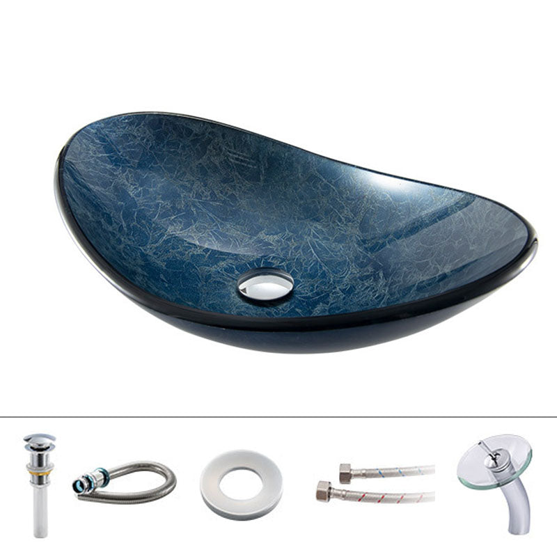 Contemporary Bathroom Sink Tempered Glass Trough Bathroom Sink