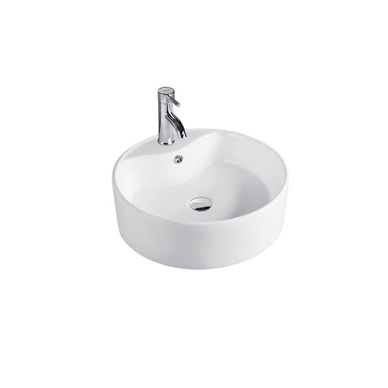 Contemporary Bathroom Sink Porcelain Trough Sink with Round Shape(Not Included Faucets)