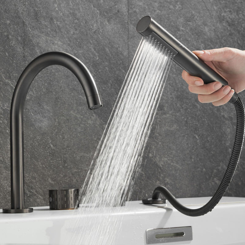 Traditional Deck Mounted Metal Tub Filler Three Handles Faucet